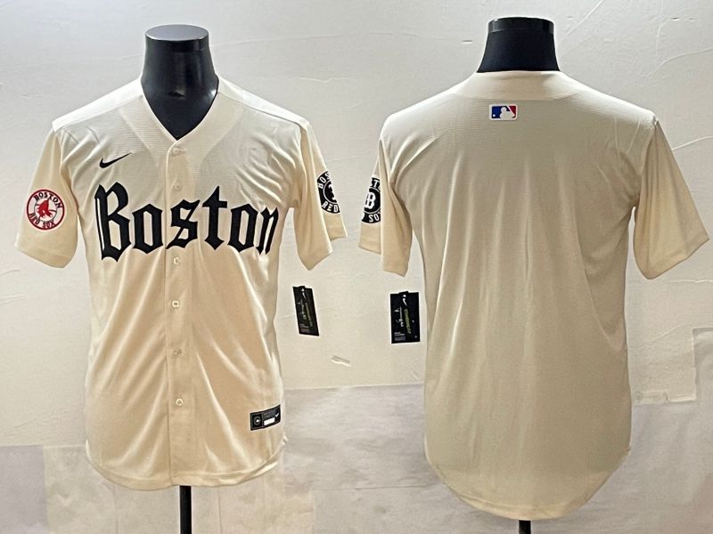 Men 2025 Boston Red Sox Blank Cream Five generations Joint Name Nike MLB Jersey style 2